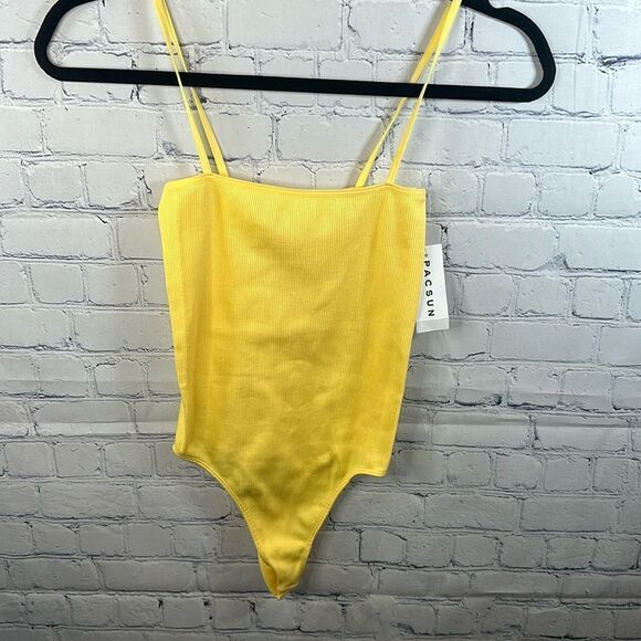 🌟 PacSun Basics Yellow Ribbed Bodysuit - New with Tag Size XS - Picture 1 of 4